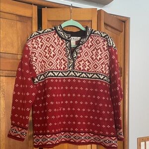L.L. Bean Black and Cream Nordic Sweater